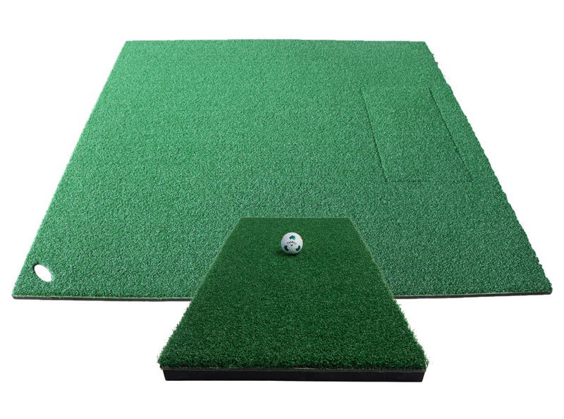 kaizen golf stance mat with kaizen hitting strip