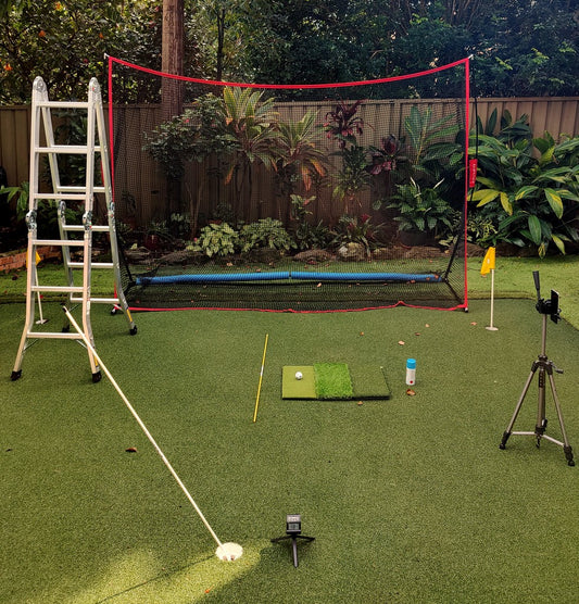 Home golf practice net, mat