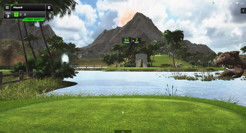 Skytrak golf simulator course play powered by Trackman