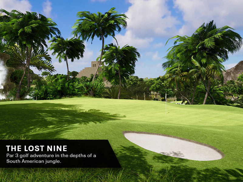 Skytrak golf simulator course play powered by Trackman