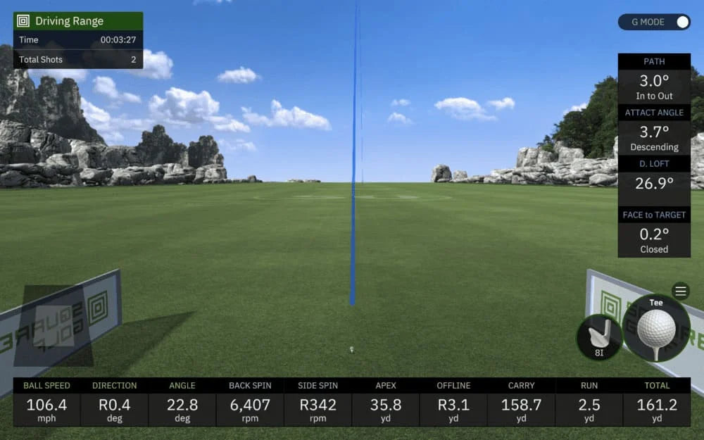 Square golf launch monitor driving range