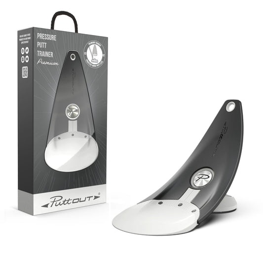 Putt Out pressure putter trainer with packaging on a white background